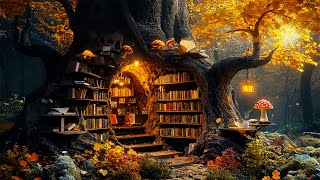 Magic Bookstore Hole Ambience 🍂 Cozy Autumn Music amp Fantasy Nature  for Studying Relaxing Heals [upl. by Bud938]