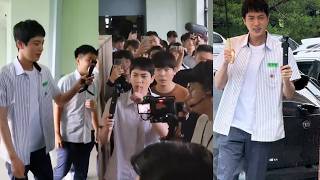 BTS JIN Spotted Filming at His Old HIGH SCHOOL in Uniform Fancam by Students [upl. by Adnoval477]