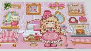 paper diy  decoration pink bedroom with sticker book  sticker decoration paperdiy stickerbook [upl. by Perrins894]