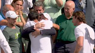 Carlos Alcaraz celebrates embraces family after winning Wimbledon final over Novak Djokovic 🏆 [upl. by Otanod]