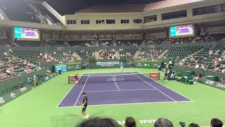 John Isner’s HUGE Serve vs Yoshihito Nishioka 【Indian Wells 2021】 Court Level View [upl. by Rehpotsihc]