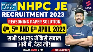 NHPC JE Previous Year Question Paper Reasoning  NHPC JE Recruitment 2023  By Saurav Sir [upl. by Worden]