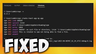 Fix NPX Createreactapp Not Working in Visual Studio Code  Create React App ENOENT Error in VSCode [upl. by Daus]