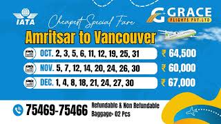 Cheapest Fares for Flights from Amritsar to Canada Special Fare Offers for Oct Nov and Dec 2024 [upl. by Auqinehs]