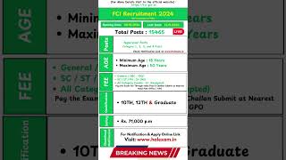 FCI Recruitment 2024 Notification Apply Online  FCI Vacancy 2024 recruitment fci [upl. by Sandstrom281]