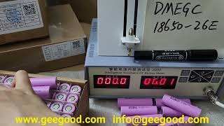 Test Dmegc INR18650 26E 2600mAh 15A 5C power battery Geegood [upl. by Arluene]