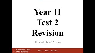 Year 11  Test 2  Revision Video [upl. by Adnalram]