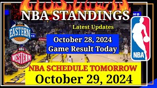 NBA STANDINGS TODAY as of October 28 2024  GAME RESULTS  NBA SCHEDULE October 29 2024 [upl. by Aisyla]