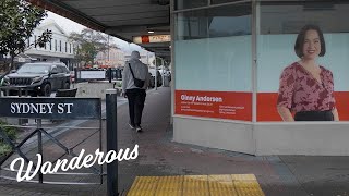 Walking Jackson Street Petone on a grey rainy afternoon 4K [upl. by Dnomde759]