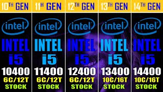 INTEL i5 10400 vs INTEL i5 11400 vs INTEL i5 12400 vs INTEL i5 13400 vs INTEL i5 14400 [upl. by Linea792]