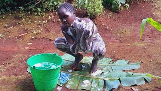 How African Village Girl Bath In The River In The village [upl. by Audry]