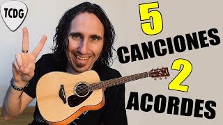 Toca 5 canciones fáciles en guitarra con solo ¡2 Acordes  Ideal para principiantes [upl. by Falkner890]