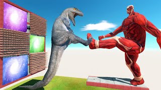 Colossal Titan Trying to Avoid Spike wall and Hit Portal  Animal Revolt Battle Simulator [upl. by Hcirdeirf860]