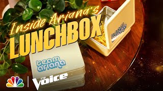 Ariana Grande Gives a Tour of Her Team Ariana Lunchbox  The Voice 2021 [upl. by Anauqes589]