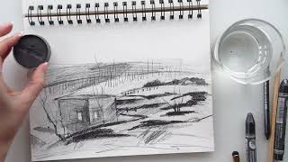 5 Wyeth Landscape Sketch with Graphites [upl. by Selby]