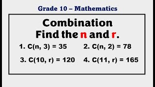 Finding n and r in a Combination  Grade 10 Probability and Statistics MathTeacherGon [upl. by Amandy248]