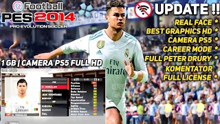 RILIS  PES 2014 PPSSPP FULL LICENSE REAL FACE NEW KITS GRAPHICS HD amp FULL PETER DRURY COMENTARY [upl. by Aisaim]