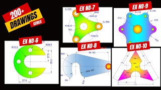 AutoCAD Practice Drawings Ex6789 amp 10  200 Drawings Series autocad autocaddrawing [upl. by Nazar]