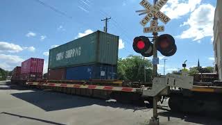 Canadian National 3865 Intermodal Train South Arcadian Ave Railroad Crossing Waukesha WI [upl. by Taveda27]