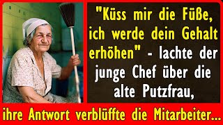 Lachte der junge Chef über die alte Putzfrau ihre Antwort verblüffte die Mitarbeiter [upl. by Mallorie]