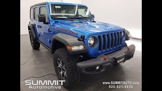 2022 JEEP WRANGLER 4 DOOR RUBICON HYDRO BLUE TURBO 4K WALKAROUND 22J96 SOLD [upl. by Banks]