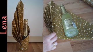 𝗞𝗿𝗲𝗮𝘁𝗶v𝗲 𝗧𝗶𝗽𝗽𝘀 v𝗼𝗻 𝗟𝗲𝗻𝗮🍾 Flasche verpacken als Geschenk 🎁Fan Bottle Wrapping 🍾как упаковать бутылку [upl. by Asilem]