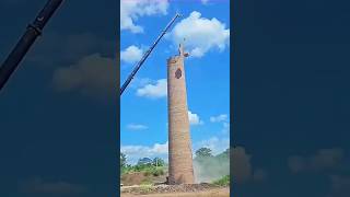 Crane dismantling process of brick chimney Good tools and machinery can increase work efficiency [upl. by January]