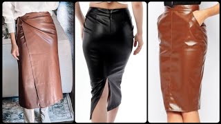 Trendy amp elegant leather skirts designs ideas leather fashiondresses [upl. by Bernadene]