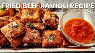 Easy Fried Beef Ravioli Recipe – Perfect Appetizer Idea 🥟😍 [upl. by Ahsehat]