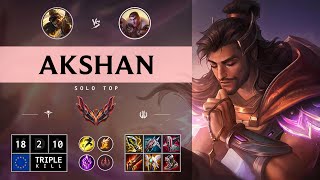 Akshan Top vs Jayce Triple Kill Legendary  EUW Grandmaster Patch 1415 [upl. by Denver348]