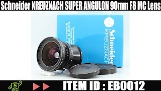 Schneider KREUZNACH SUPER ANGULON 90mm F8 MC Lens IDEB0012 [upl. by Negriv]