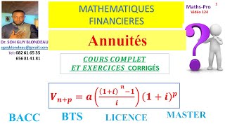 mathématiques financières 520 ANNUITES cours complet 11 exercices corrigés [upl. by Nollaf]