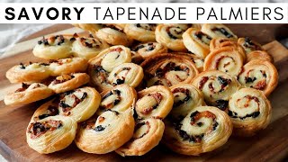 Savory Tapenade Palmiers  Easy Vegetarian Appetizer Recipe [upl. by Woodhead]