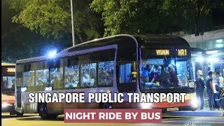 Singapore Public Transport  Night Ride By Bus [upl. by Anek690]