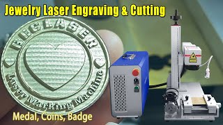 Deep engraving and cutting by 50W Raycus fiber laser marking machine for badge coin medalBEC LASER [upl. by Leicam343]