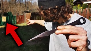 LONG DISTANCE Knife Throwing New Record Dark Kunai [upl. by Cristian158]