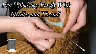 Upholstery Repair on a Couch Rip with Curved Hand Sewing Needles [upl. by Leinahtam954]