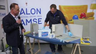 Mapelastic AquaDefense MAPEI  Système détanchéité  Démonstration Salon SAMSE 2017 [upl. by Hesler]