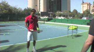 Roger Federer pranks his coach by hitting tennis balls into his Mercedes [upl. by Zealand533]