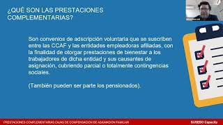 Prestaciones complementarias de las Cajas de Compensación 3 de octubre de 2024 [upl. by Islaen525]