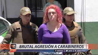 Brutal agresión a carabineros en el Paseo Ahumada [upl. by Ardnohsal]