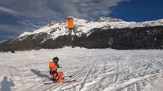 Snowkiting Lake Silvaplana with Flysurfer Peak 4  5m  Engadin Switzerland [upl. by Flynn]