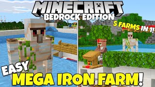 Minecraft Bedrock MEGA IRON FARM Tutorial 5 Farms In 1 440 IronHour MCPE Xbox PC Switch PS5 [upl. by Negeam]