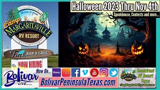 Camp Margaritaville Crystal Beach Texas Halloween 2023 Beachfront [upl. by Terriss]