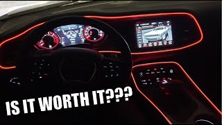 NEW 15 MOD HOW TO INSTALL EL WIRE INTERIOR LIGHTING ON THE DODGE CHALLENGER SCAT PACK [upl. by Crane]