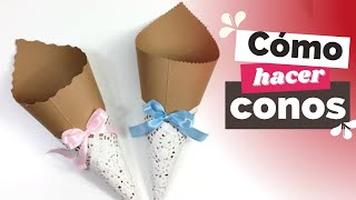 COMO HACER ✂️ CONOS PARA MESAS DE DULCES de BABY SHOWER CUMPLEAÑOS O RECUERDOS [upl. by Kora]