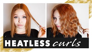 Overnight curls for short hair  Heatless beach waves  NO HEAT TUTORIAL [upl. by Irok]