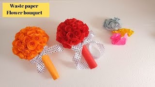 EASY DIY Flower Bouquet Idea Out of WASTE PAPER By Aloha Crafts [upl. by Lail49]