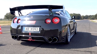 Modified Nissan R35 GTR w Straight Pipes Launch Control amp DRAG RACE [upl. by Loyce]