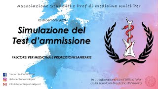 Correzione Simulazione dei Test dAmmissione in Medicina e Professioni Sanitarie  12 Dicembre 2020 [upl. by Ativet11]